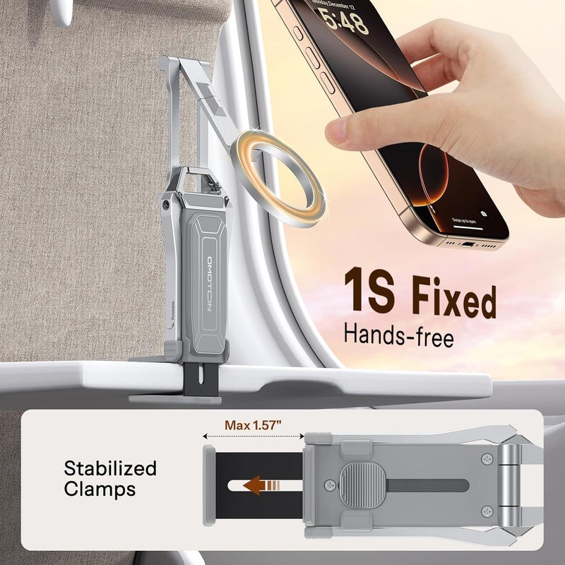 Omoton 360°Rotating for MagSafe Tripod Mount, Adjustable Aluminum Magnetic Phone Tripod for iPhone 17/16/15/14 Pro Max Air, Foldable Cell Phone Stand Fits Vlog, Gym, Travel Essentials, Silver - Image 3